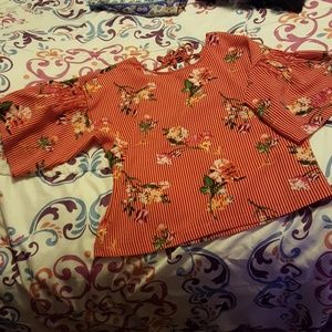 Twine and String Red and White Stripe Top